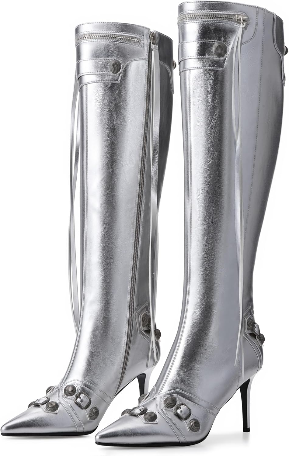 VARECOLA Women’s Knee High Boots, Pointed Toe Stiletto High Heel Boots with Zipper Fall Winter Dress Fashion Boots