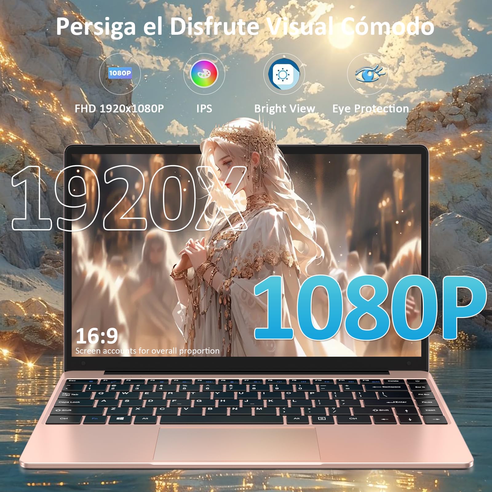 2026 Ordenador Portátil 14 Pulgadas hasta 2,8 GHz Celeron N4020 256GB SSD PC Portátils Soporta 1TB SSD Expansión con Ratón Inalámbricopara Trabajo-Estudio-Aprendizaje 1080 Mini Puerto Multimedia-Oro