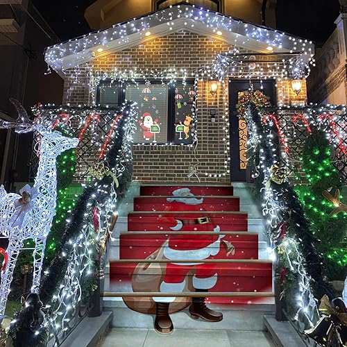 Miniatura 4 de YEGUO 800 luces LED de carámbano de 66 pies para exteriores, impermeables, 160 gotas, luz de Navidad conectable, 8 modos de luces blancas de Navidad