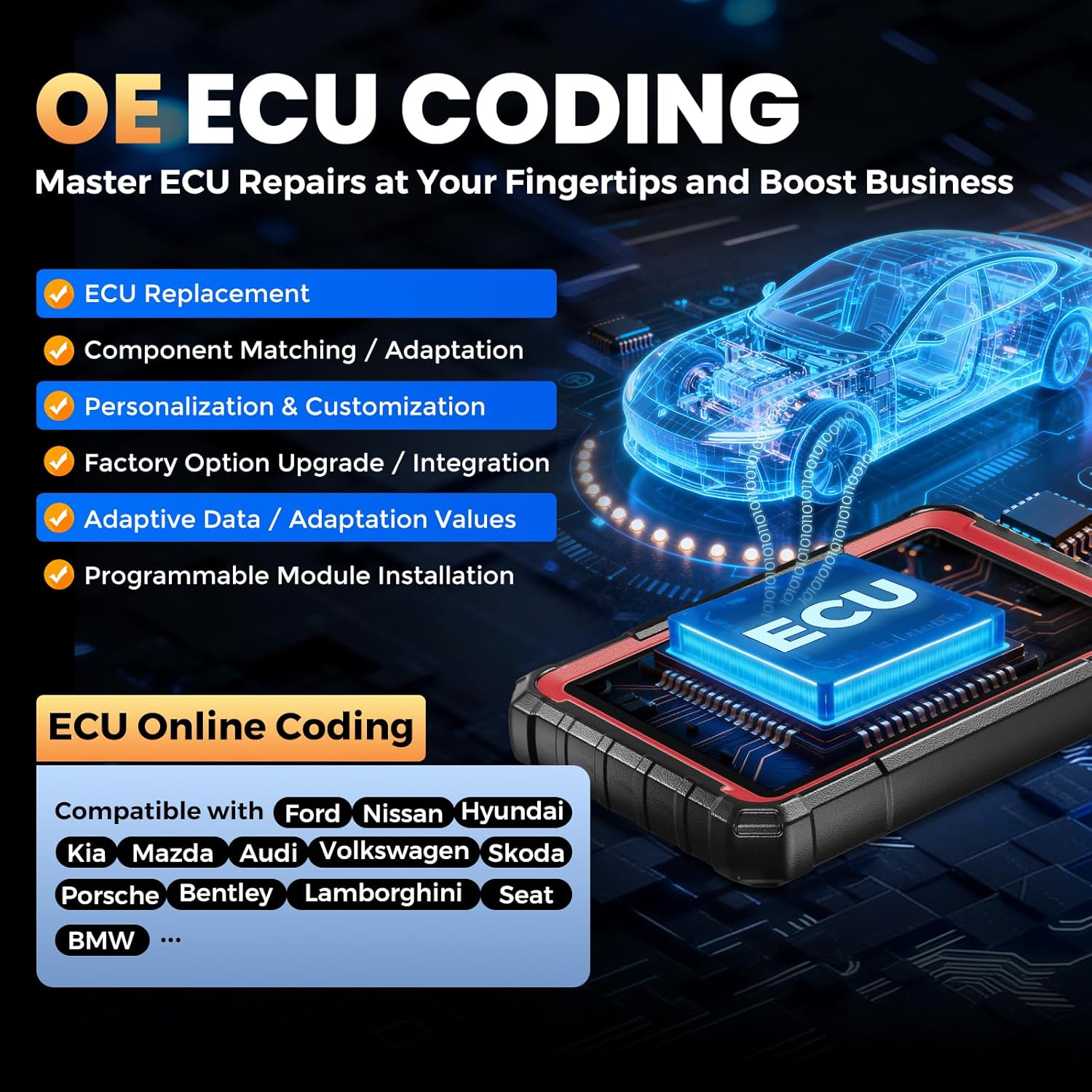 LAUNCH X431 PRO Elite 2026 Bidirectional Scan Tool, ECU Code,38+ Reset, All-in-One Full System Diagnostic Scanner, 4K+ Active Tests,CANFD&DoIP, FCA AutoAuth, VAG Guide,2 Years Free Update