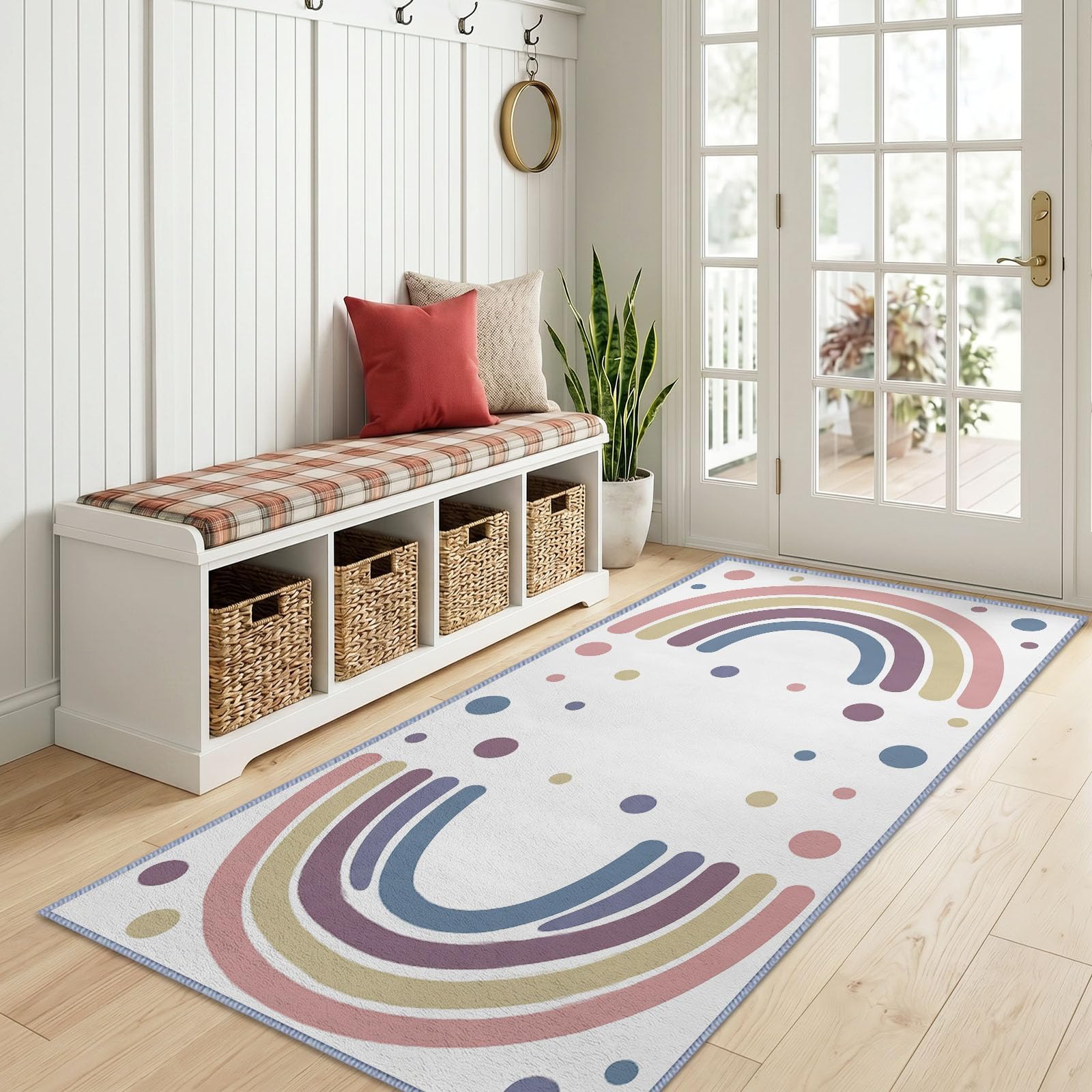 Alfombra nórdica divertida para pasillo antideslizante, 60 x 240 cm