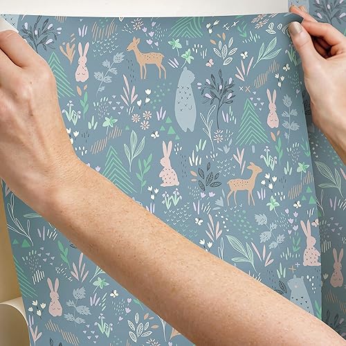 Miniatura 4 de RoomMates RMK12121RL Green Spring Forest Pals - Papel tapiz para despegar y pegar