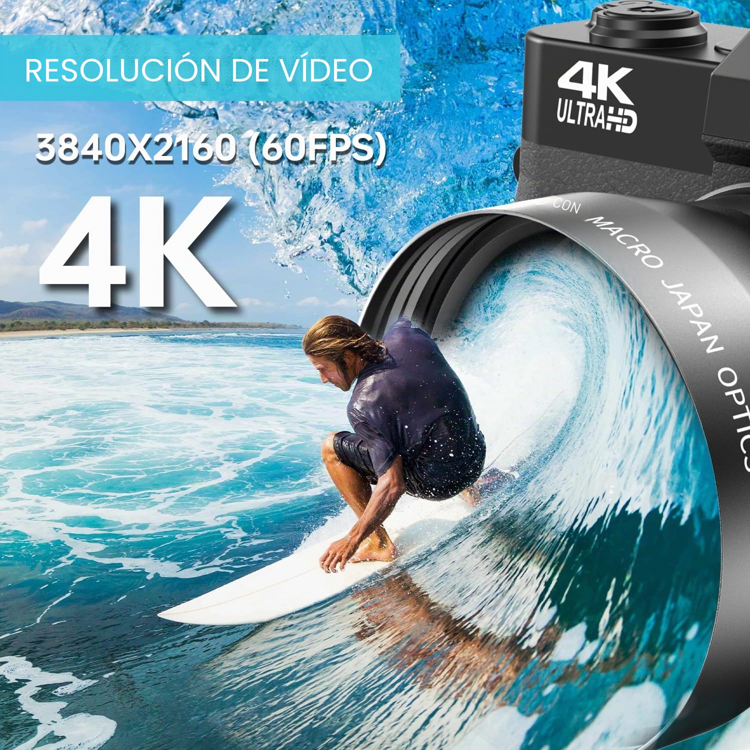 4K Cámara Digital, 56MP Cámara de Fotos con 180 ° Flip 3.5 "de Pantalla, 18X Zoom Digital Cámara compacta con Lente Gran Angular y Lente Macro, 32GB Tarjeta TF, WiFi Funcionalidad, Negro