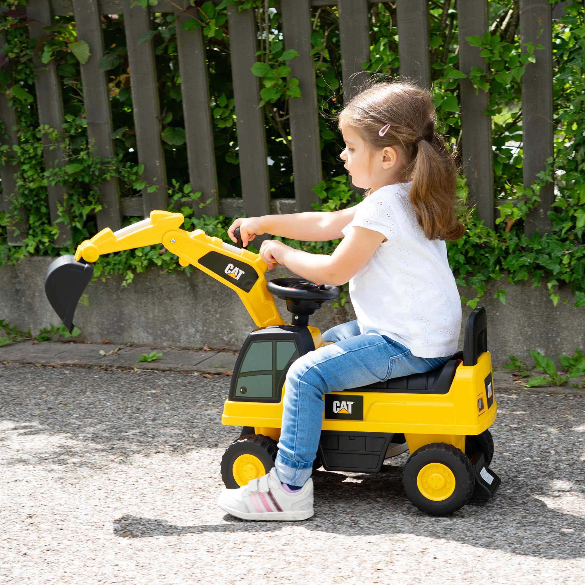 LEMODO Rutschauto mit Staufach | Bagger zum draufsitzen | Sitzbagger mit beweglicher Schaufel | Aufsitzbagger mit Sound-Lenkrad | Rutschfahrzeug ab 1 Jahr
