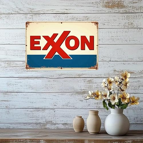 Miniatura 5 de Exxon Gas Station Exxon Mobil - Letrero vintage de metal de gasolina Exxon con impresión estética para jardín, patio, bar, porche, hogar,