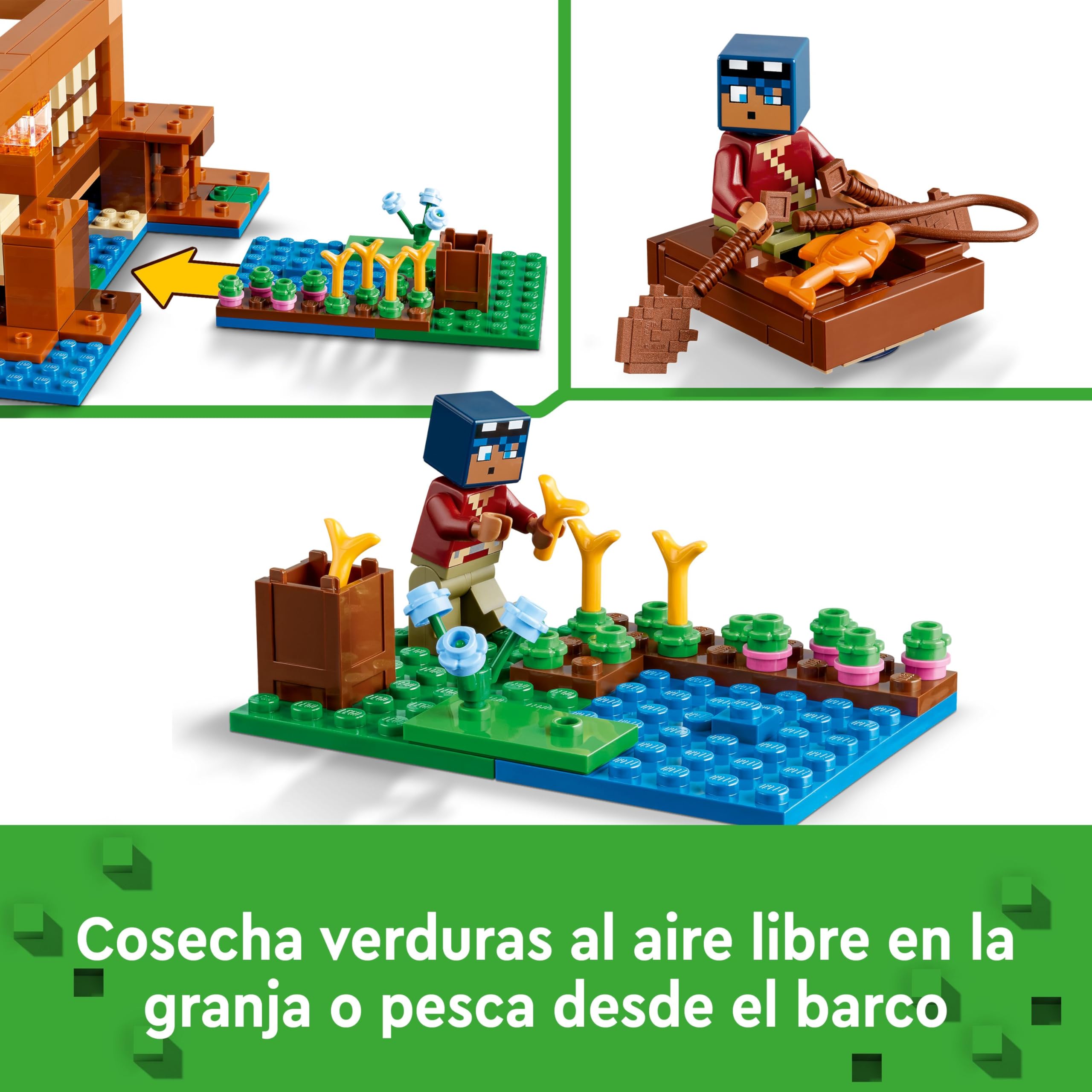 LEGO Minecraft La Casa-Rana de Juguete - Juego con Barco, Figuras de Animales y Criaturas - Accesorios Inc. Mesa de Trabajo y Horno - Regalo Gamer para Niños y Niñas de 8+ Años 21256