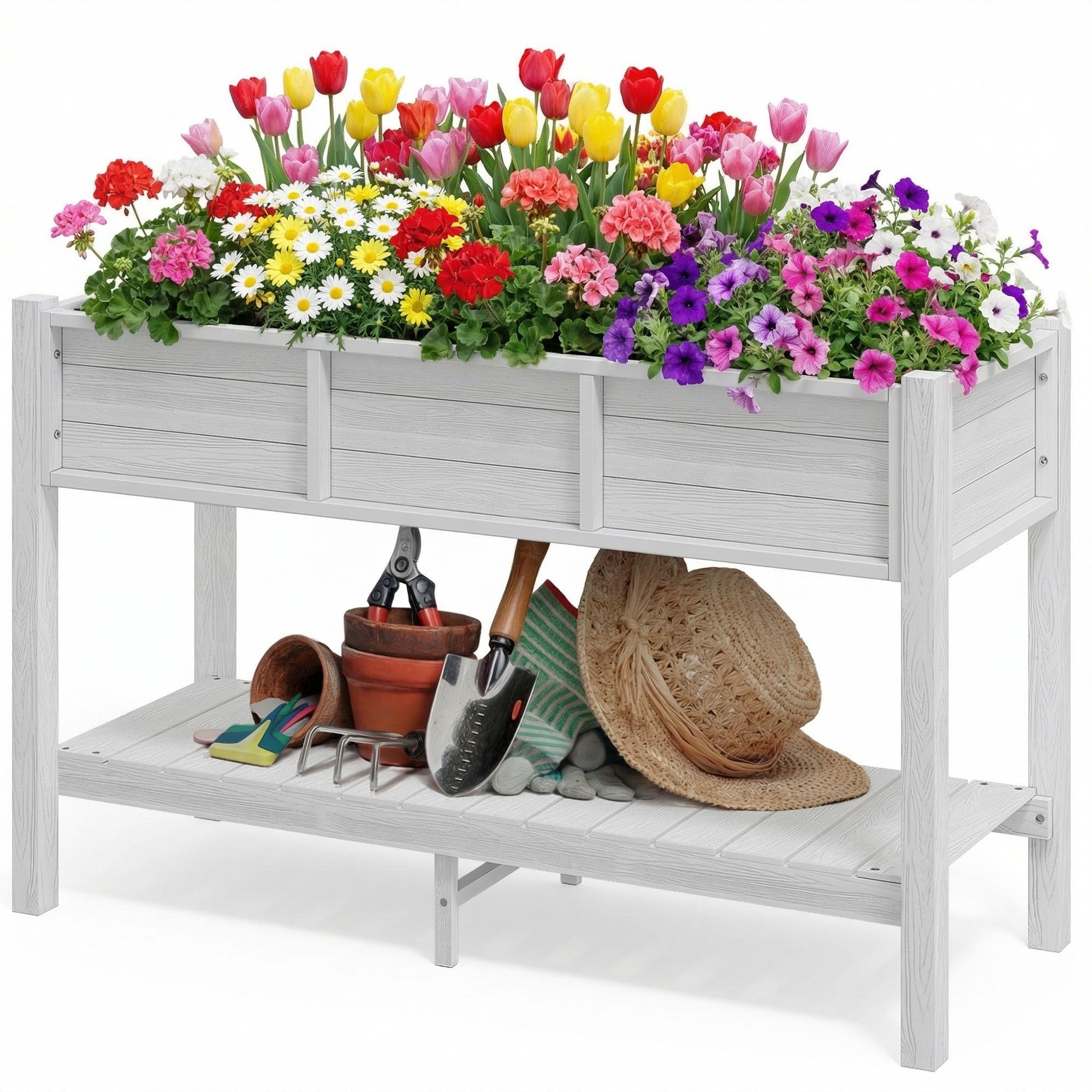DWVO 48x18x30in Raised Garden Bed in White