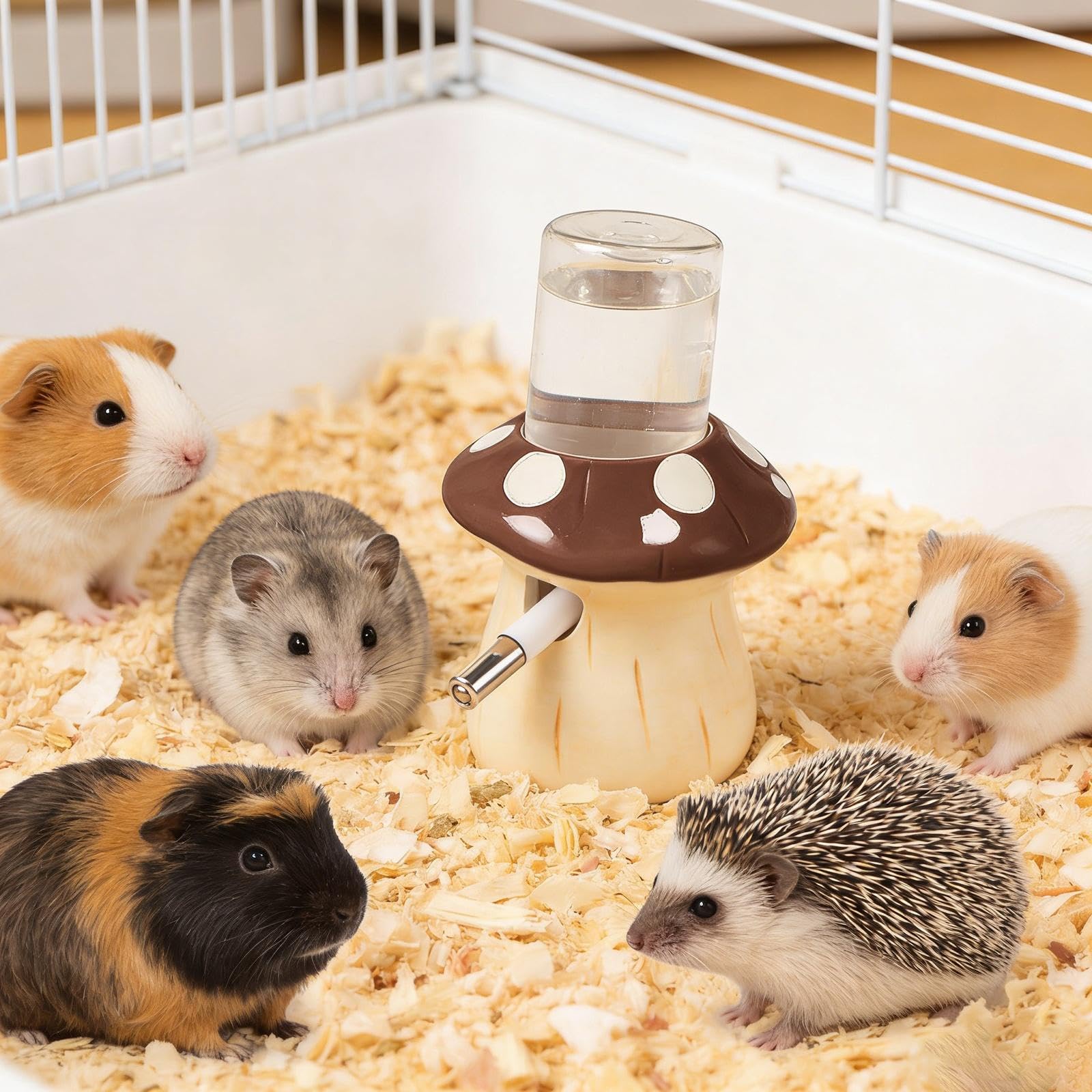 Sharplace Bouteille d'eau pour Hamster, Accessoires pour Petits Animaux (Furet, Souris, Gerbille), Distributeur d'eau en céramique à Motifs, Accessoires, Brun