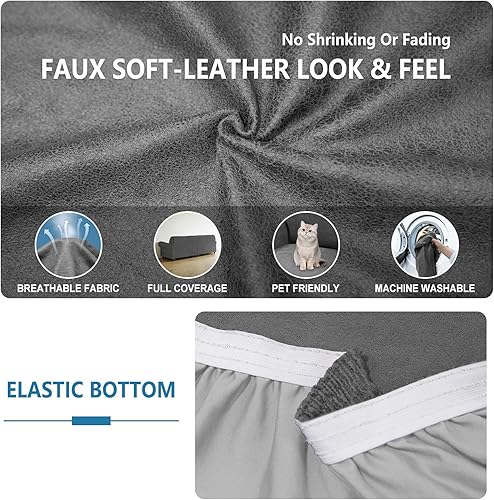 Miniatura 4 de Fundas para sofá modular, funda de cuero para sofá con aspecto de L, 2 piezas, funda elástica suave para sofá seccional, protector de muebles