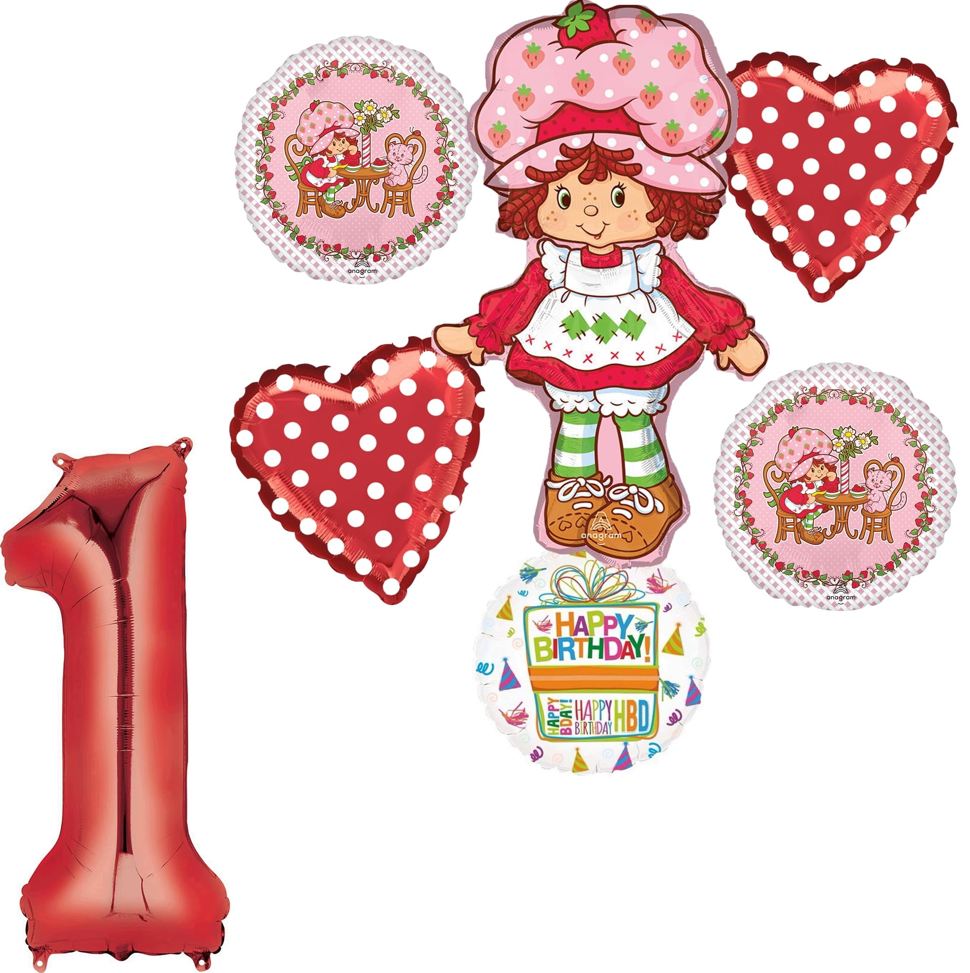 Anagram 1st Birthday Party Supplies Strawberry Girl Shortcake Jumbo Shape Balloon Bouquet Decorations