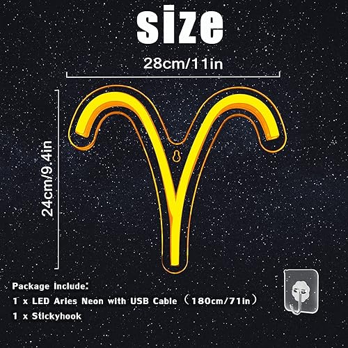 Miniatura 5 de Letrero de neón del horóscopo del zodiaco, letreros de neón LED Sagitario para decoración de pared, astrología, horóscopo del zodiaco, luces de