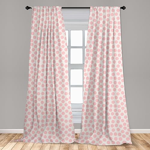 Miniatura 3 de Ambesonne Retro Window Curtains, Hand Drawn Style Dots in Pastel Color and Retro Style Pattern, Lightweight Decor 2-Panel Set with Rod Pocket, Pair