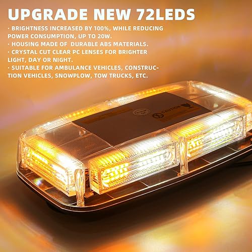 Miniatura 2 de 2 luces estroboscópicas de emergencia para techo de 72 LED, 12-24 V, alta visibilidad, advertencia de seguridad, mini barra de luz estroboscópica