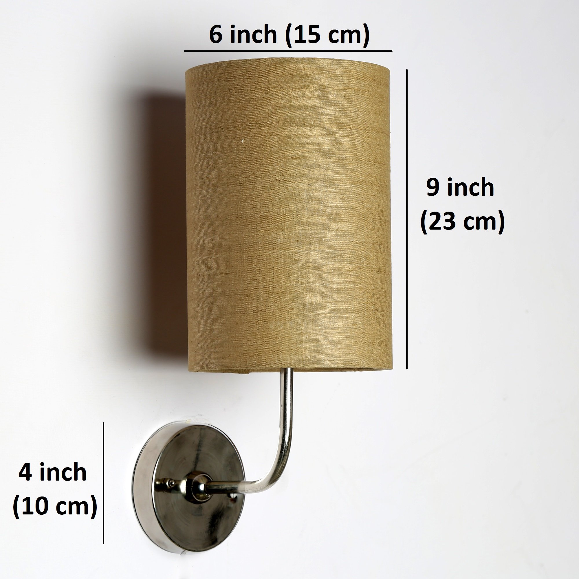Craftter Wall Lamp for Living and Bed Room Light- Stainless Steel Base Antique Bedside wall lamp for Bedroom, Drawing Room, Brown Shade (B22 Bulb, 40-Watt, Electric) 3