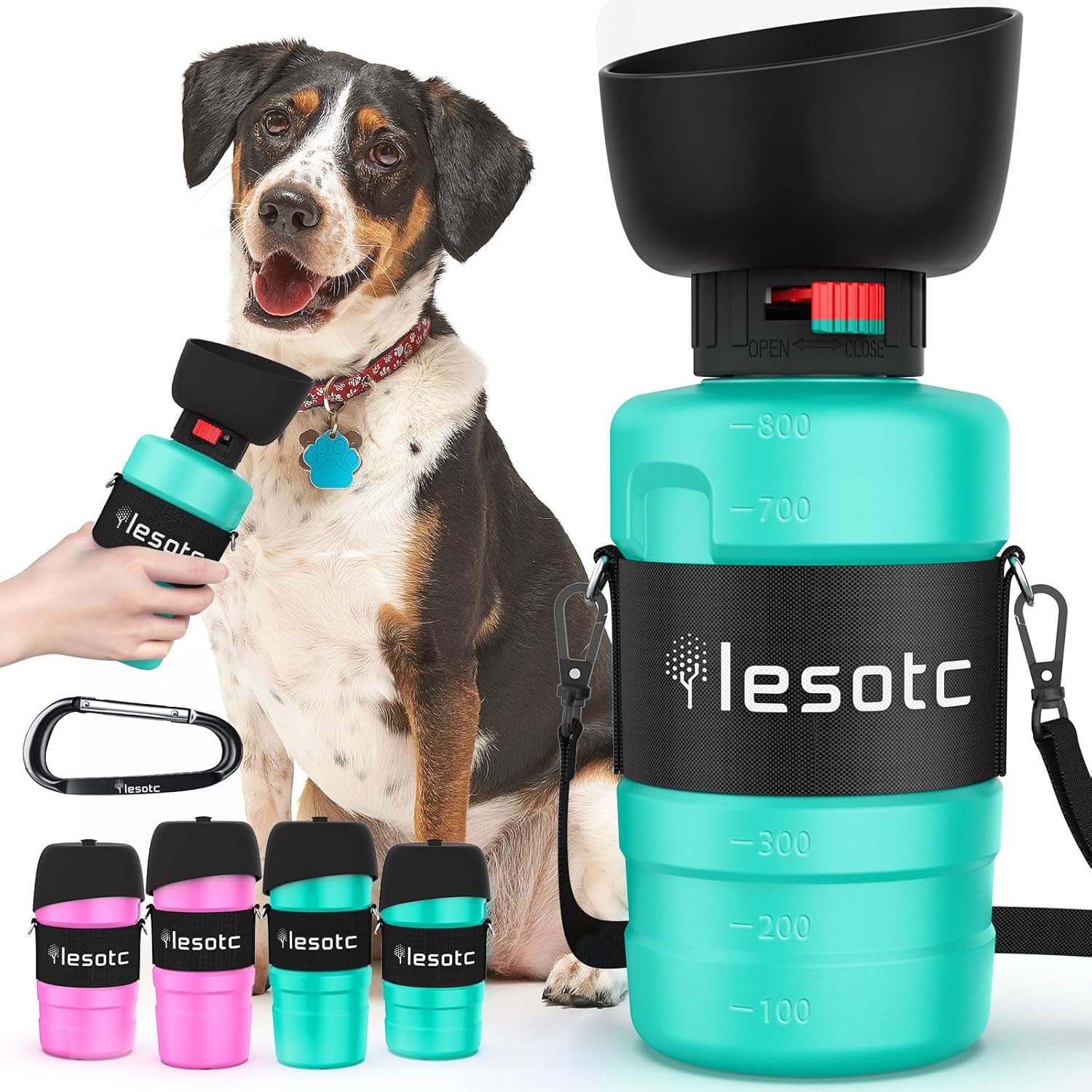 lesotc 2024 Upgraded Dog Water Bottle, 28oz/800ml Portable Dog Water