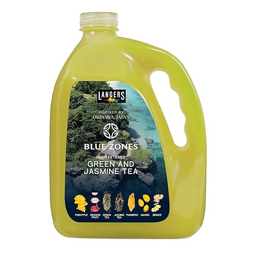 Langers Blue Zones Inspired - Té sin azúcar, té verde y jazmín, 128 onzas líquidas
