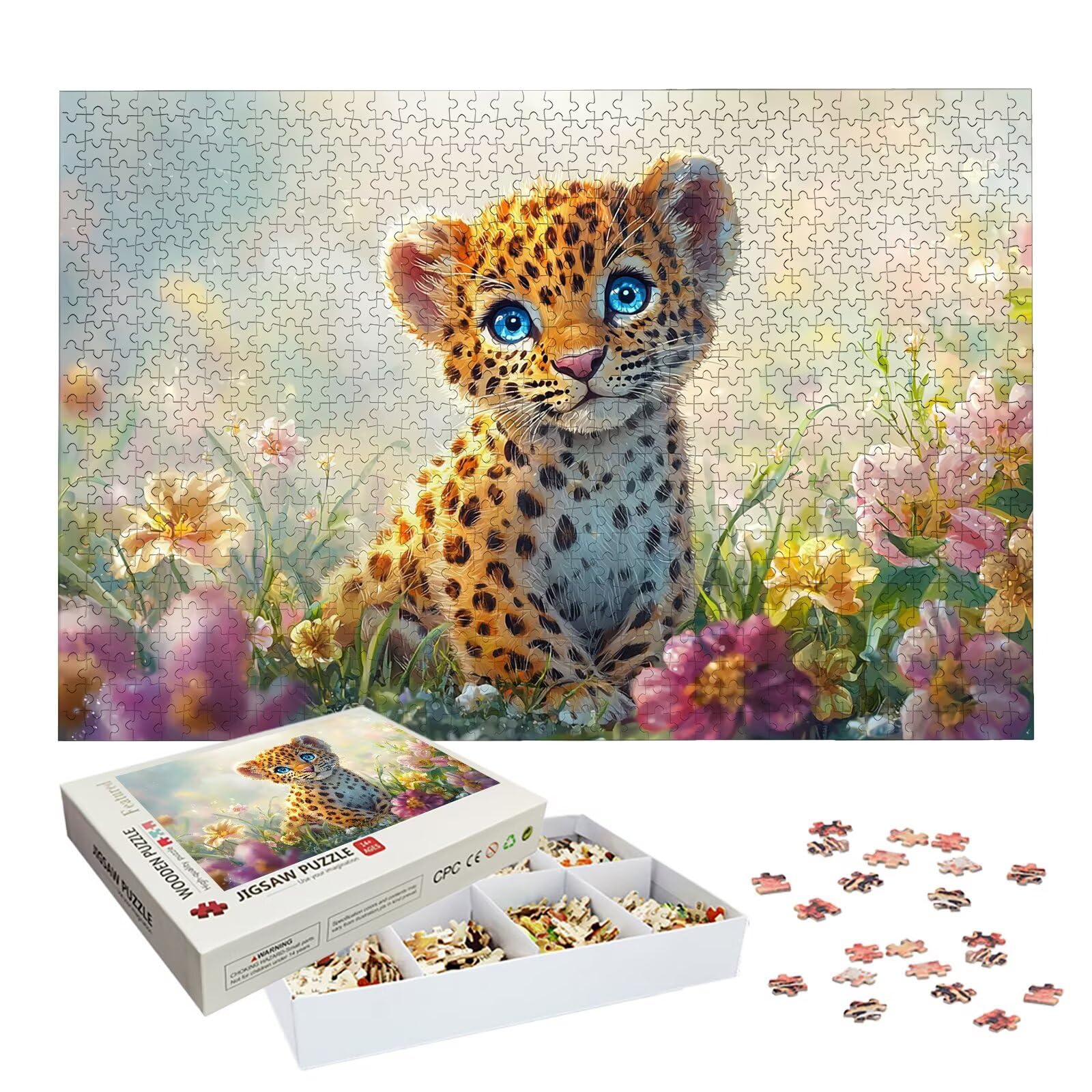 Puzzle 1500 Pièces Léopard, Puzzle 1500 Pièces Adultes et Enfants, Puzzles Bois avec Une Boîte d'emballage Exquise, Jeu Éducatif Puzzles Animal, Decoration Maison, Cadeau Femme, Cadeau Homme, -6965