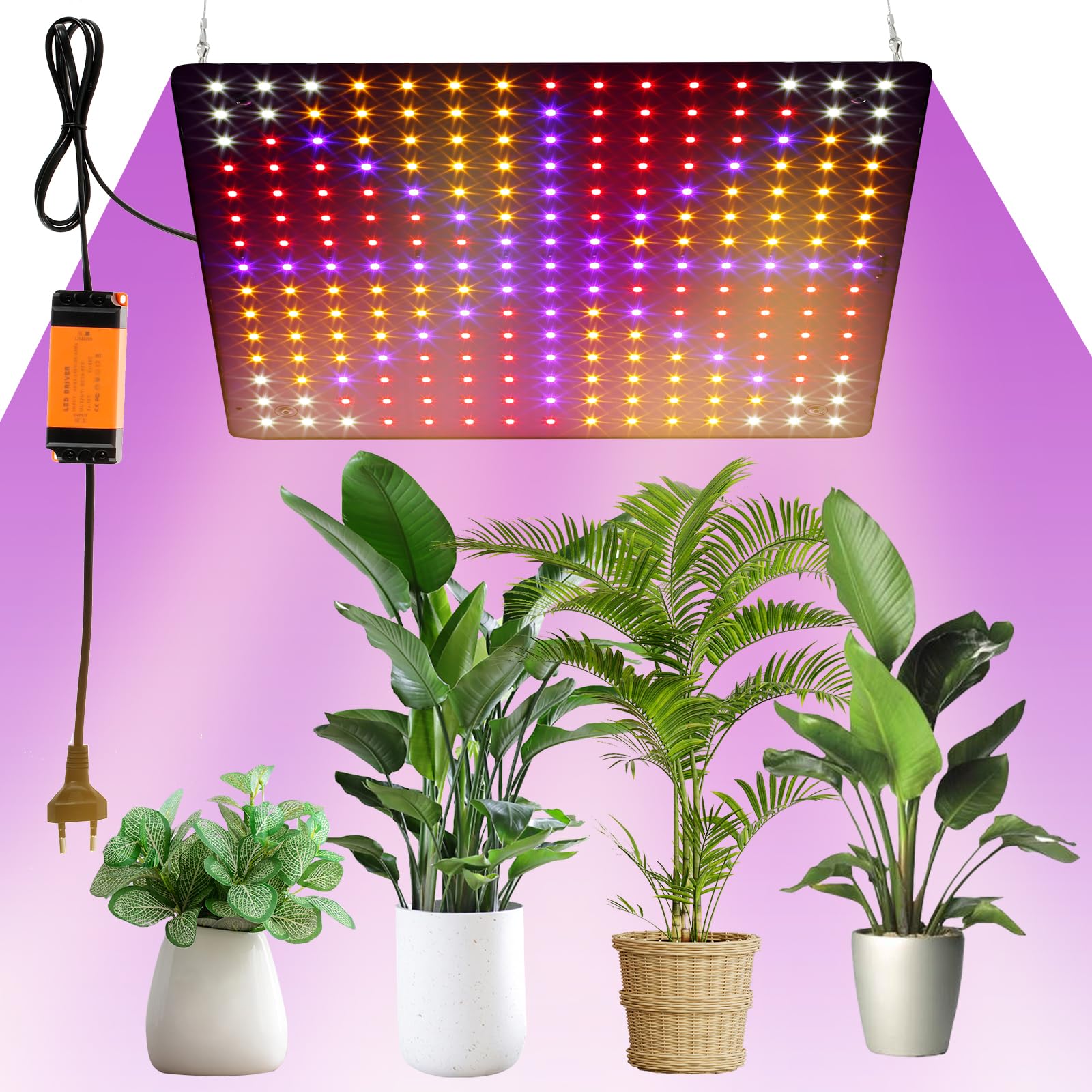 Pflanzenlampe LED Vollspektrum Pflanzenlampe 45W Grow Light LED Wachstumslampen mit Haken für Pflanzen für Zimmerpflanzen Gemüse Blume