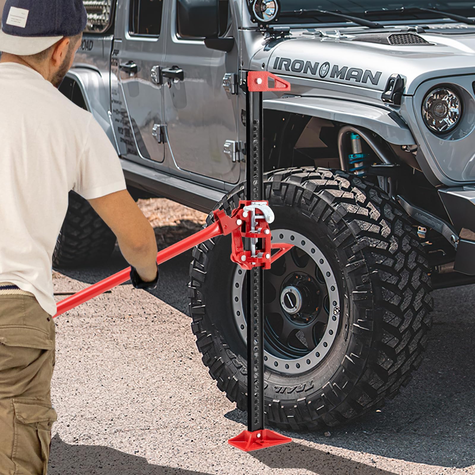 COSTWAY Cric per Auto a Cremagliera, Capacità di Sollevamento di 3000 kg, Cric di Sollevamento Pesante per Auto, Camion, Jeep, Quad, UTV e SUV