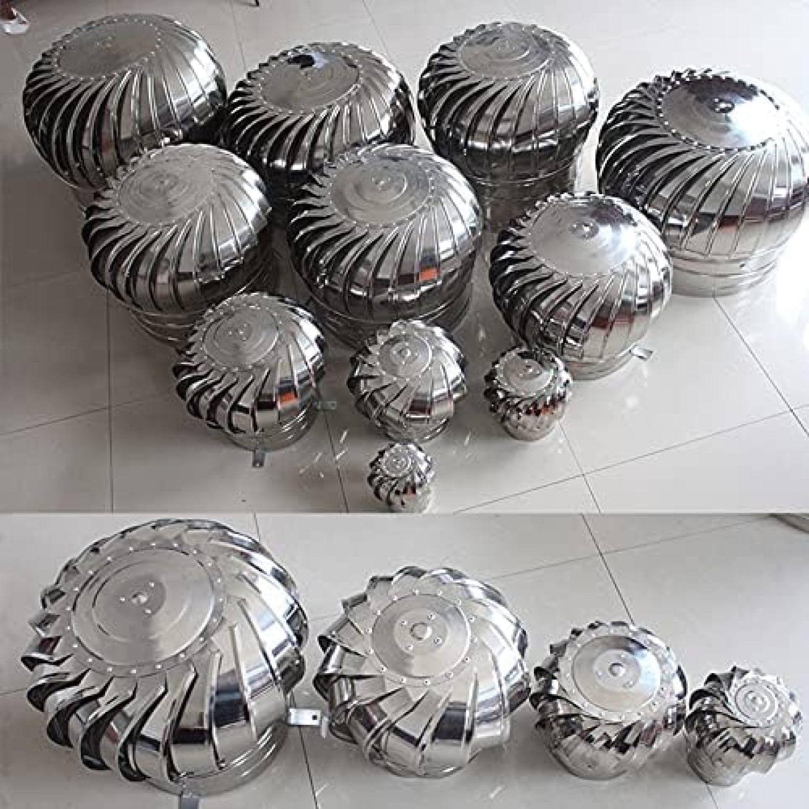 Genérico Ventiladores De Turbina para Techos, Ventilación Natural De Energía Cero, De Escape De Acero Inoxidable 304, Resistentes A La Lluvia Y A La Corrosión (15.7 Inches (400 mm))