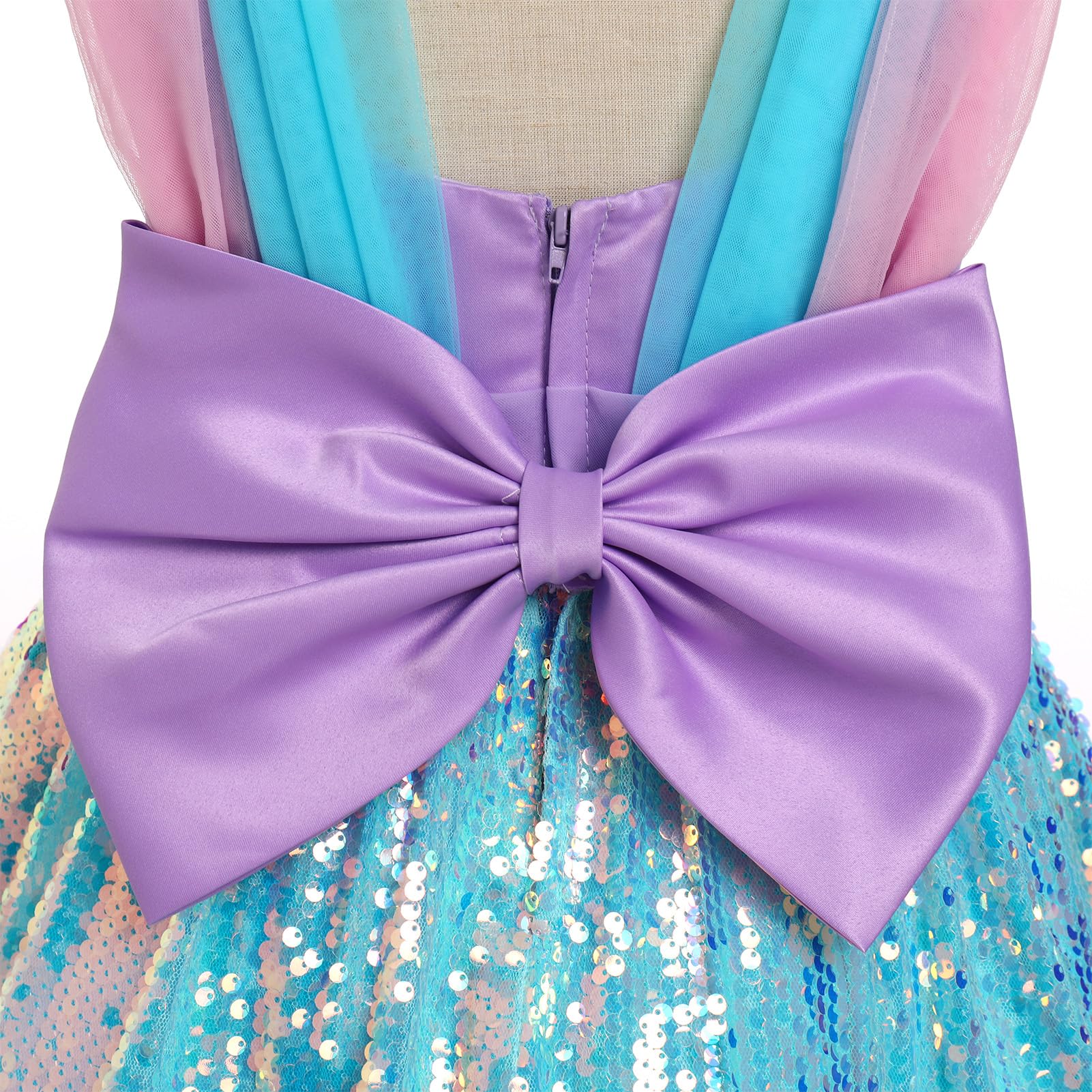 IBTOM CASTLE Kleinkind Baby Mädchen Geburtstag Party Kleid Meerjungfrau Prinzessin ärmellos glitzernde Pailletten Schleife Rüschen Tüll Tutu Kleid