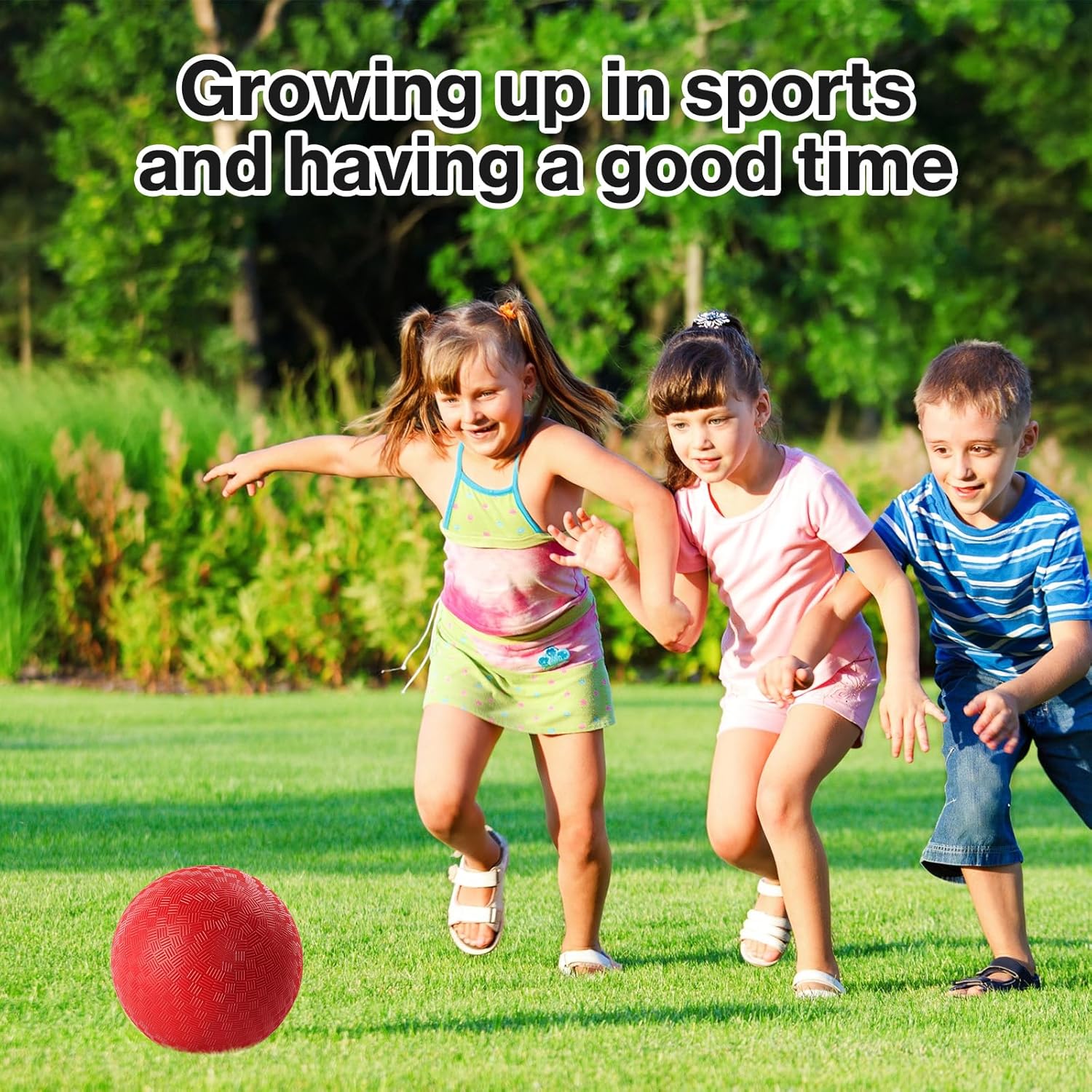 24 Pcs Dodgeballs 5 Inch Playground Ball Red Kickball Inflatable Rubber Handball Bouncy Dodge Ball with 1 Hand Pump for Outdoors Ball Games Gym Camps Picnic (Red)