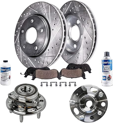 Miniatura 69 de Detroit Axle - Kit de freno delantero para Ford Explorer Mercury Mountaineer 2002-2005 Bujes de rodamiento de rueda perforados y ranurados rotores