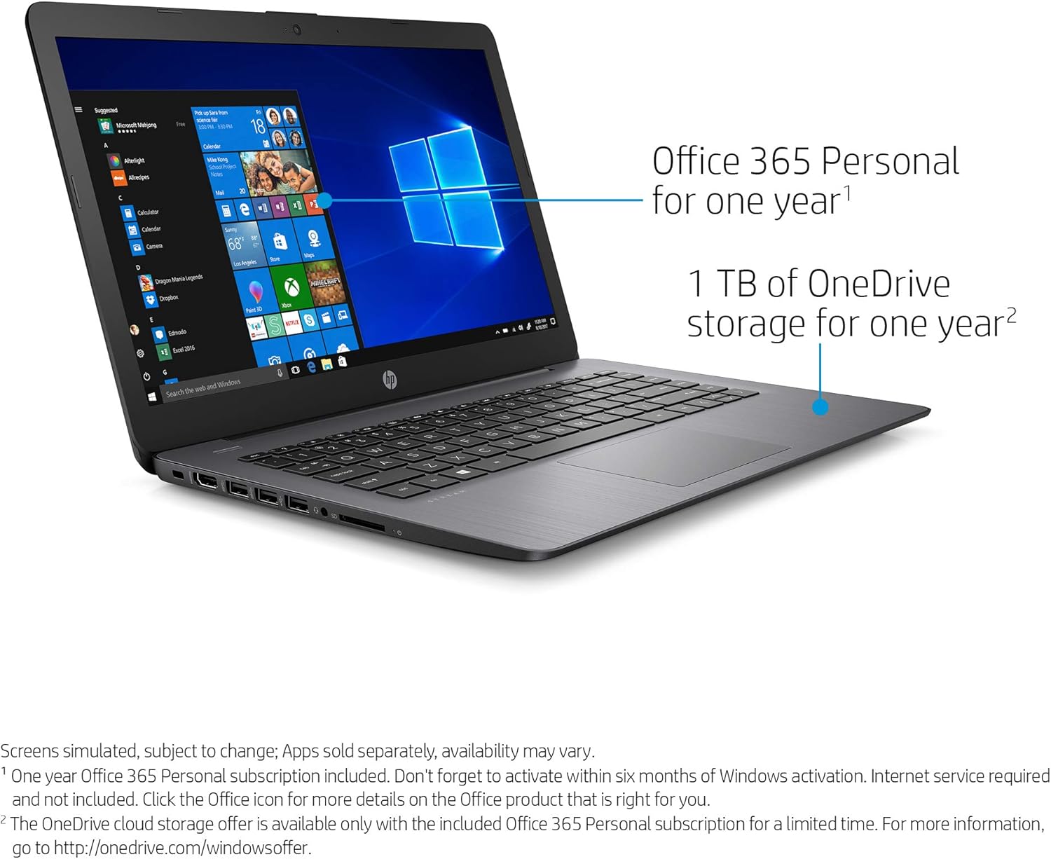 Holiday Deals 🛒 2021 Newest HP Stream 14 HD Light-Weight Laptop, Intel Celeron N4000(Up to 2.6GHz), 4GB RAM, 64GB eMMC, 1-Year Office 365, Up to 11 Hours, HDMI, WiFi, Win10, w/128GB SD Card, Ghost Manta Accessories