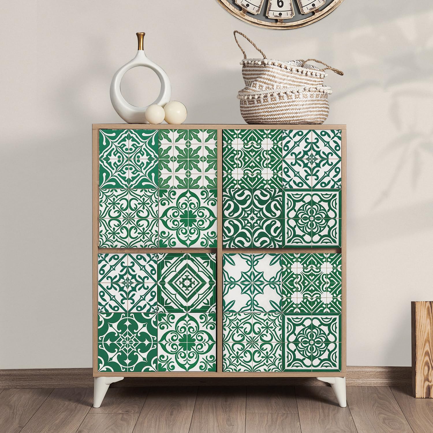 Samoprzylepne naklejki na kafelki PCV | Zielony 24 szt. 10x10/15x15/20x20 cm: Wodoodporny olejoodporny panel do łazienki i kuchni(24 Pcs/15x15cm)