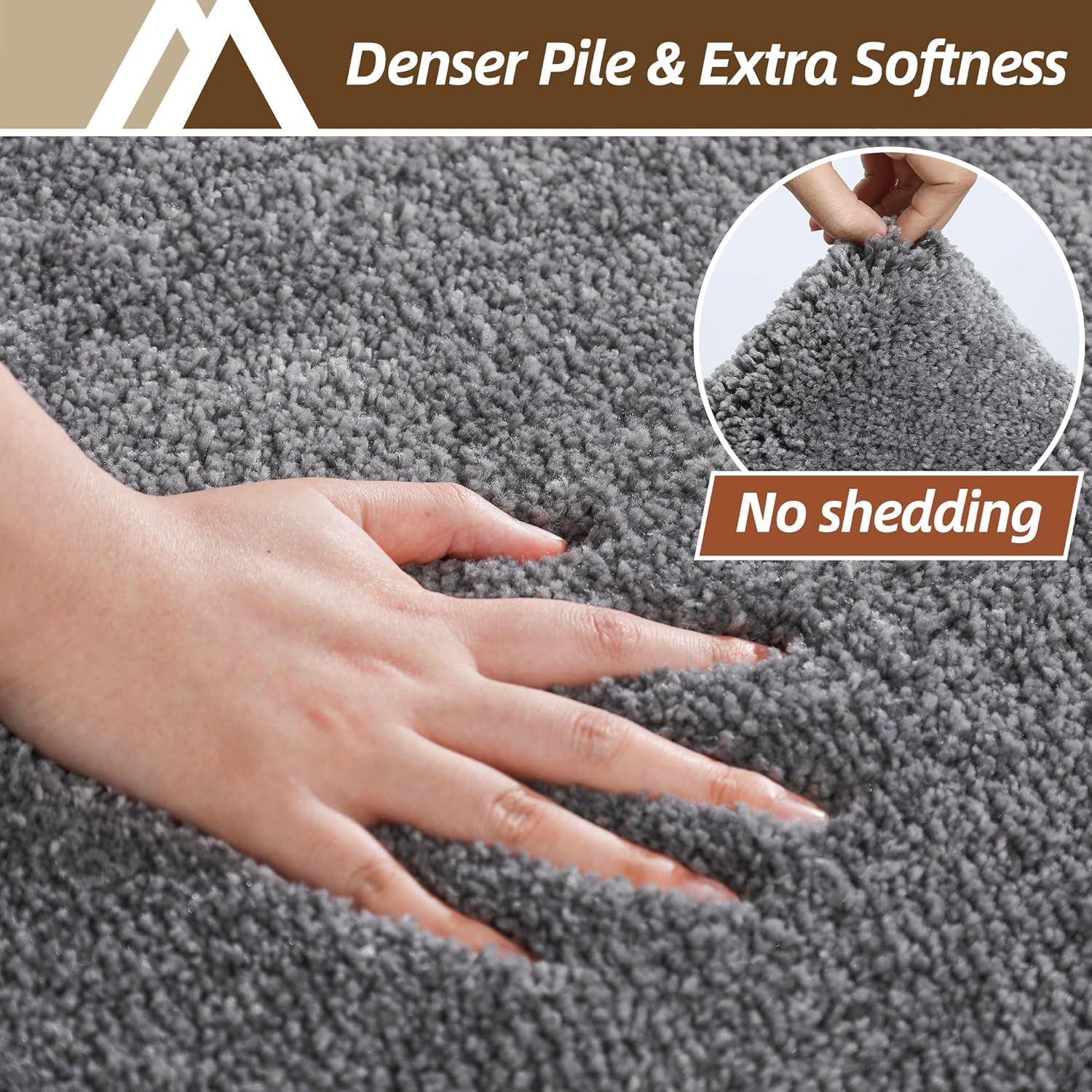 COSY HOMEER Bath Rugs for Bathroom Extra Thick - Anti-Slip Bath Mats Soft Plush Yarn Shaggy 100% Strong Mirco Polyeste Mat Living Room Bedroom Mat Floor Water Absorbent(Dark Grey,24x48 - Inches) - Image 4