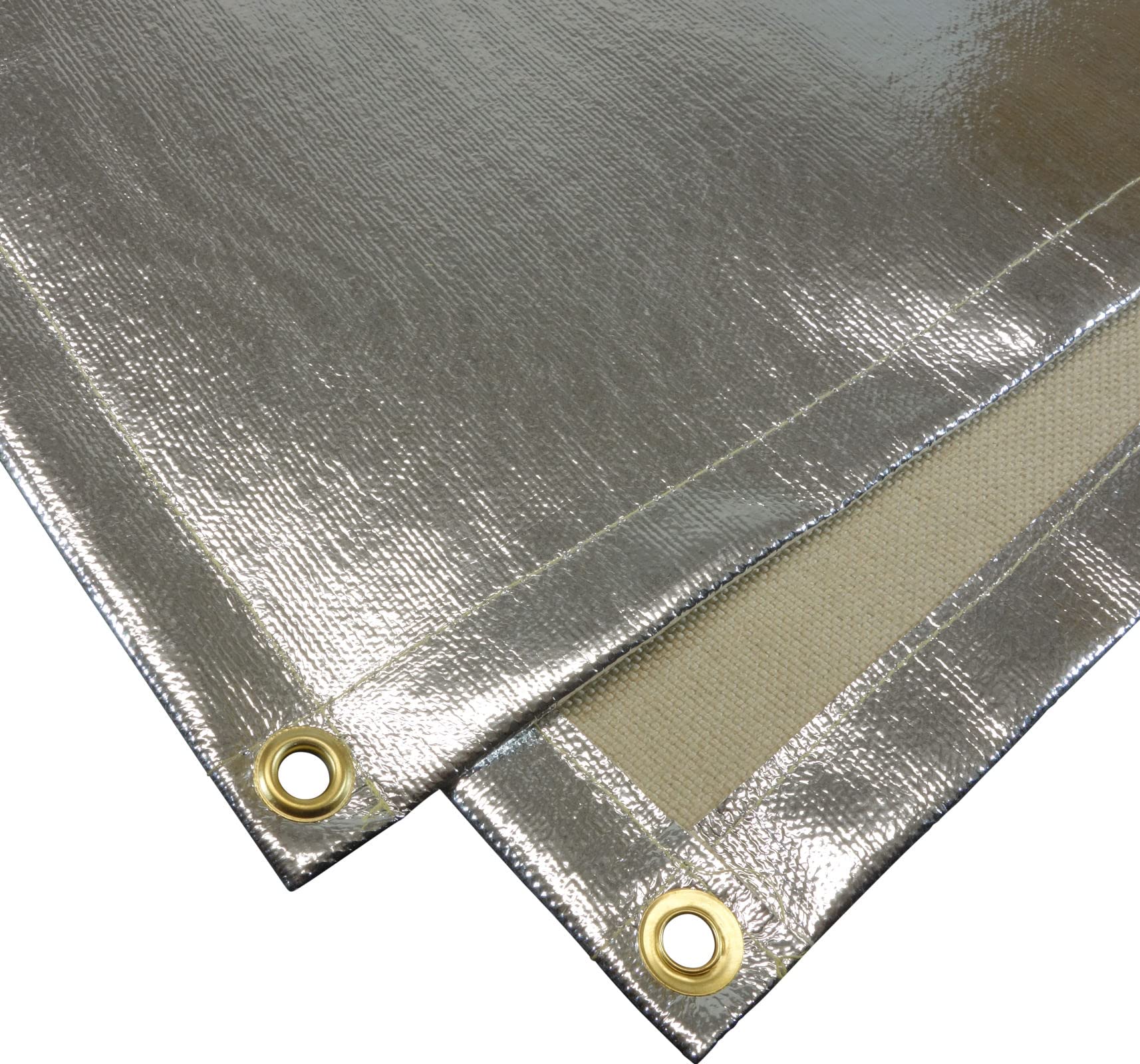 Schlauchland 100x50cm Hitzeschutzdecke mit Ösen Alu-Fiberglas *** VIELE GRÖSSEN *** Schweissdecke Hitzeschutzmatte Feuerlöschdecke