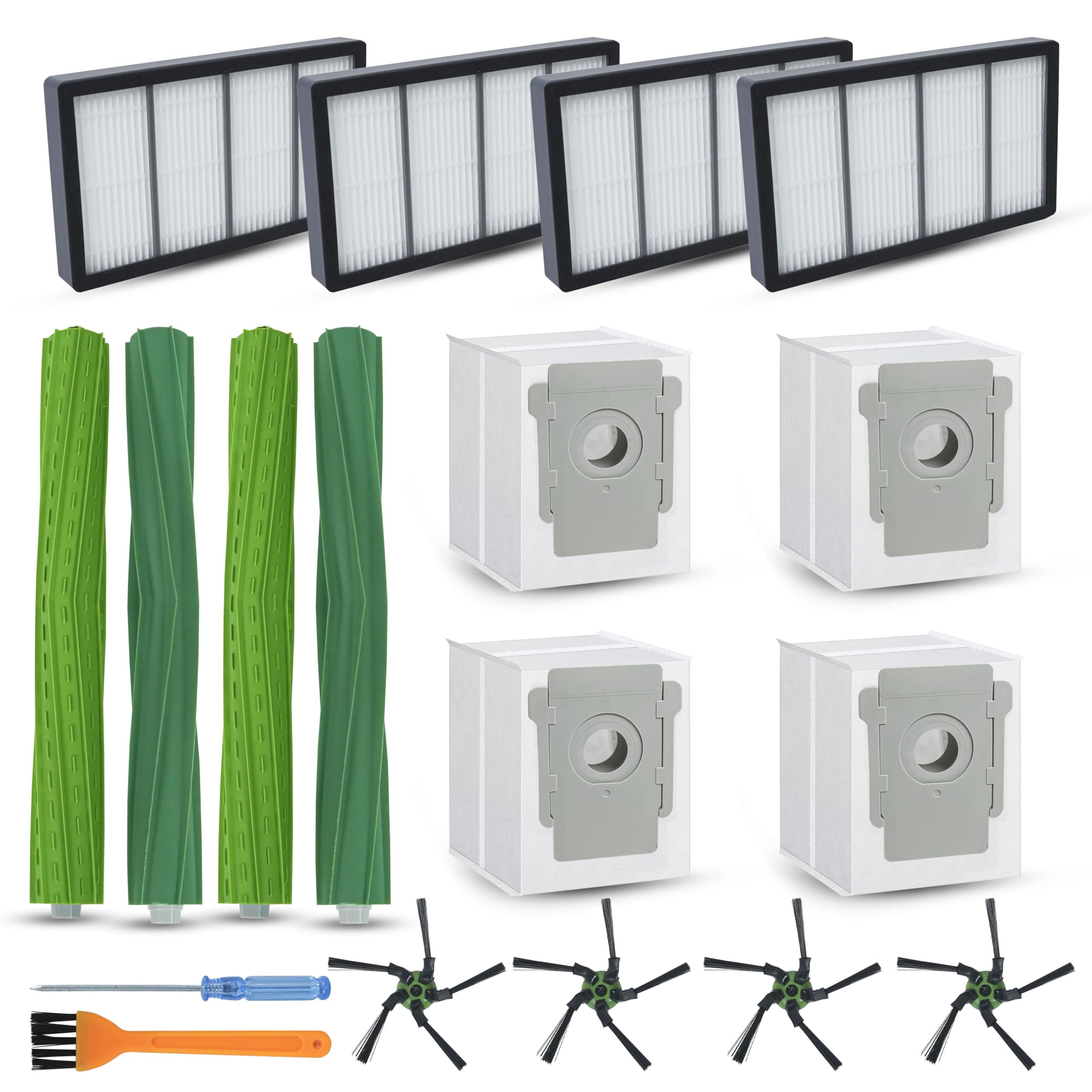 FAMELEC Compatible With Roomba S9 Replacement Parts For iRobot Roomba s9+ s9 Plus(9550) s9(9150), For irobot Roomba Vacuum Replacement Parts S Series 2 Set Rollers,4 Brushes,4 filters,4 Vacuum Bag