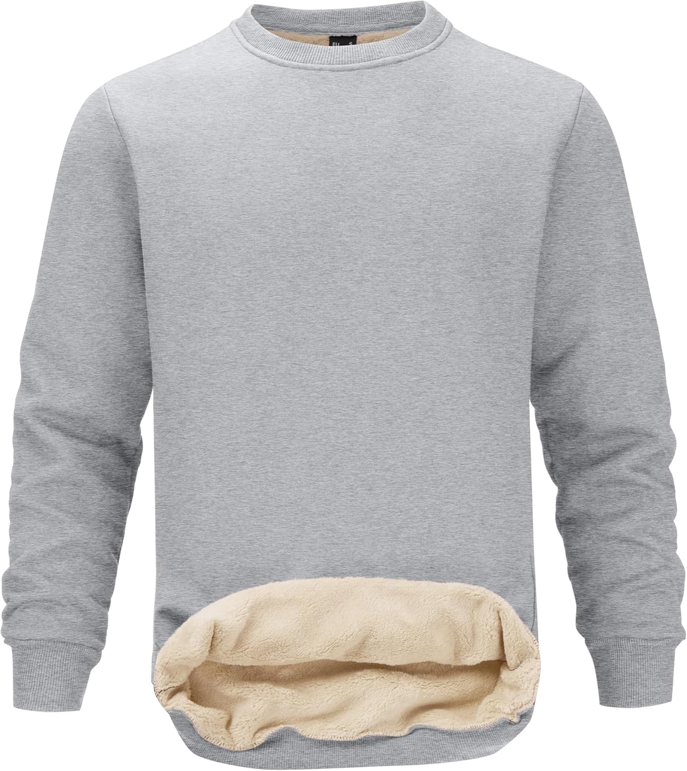 Tansozer Mens Fleece Crewneck Sweatshirt Warm Sherpa Lined Thick Pullover Long Sleeve Tops Shirts