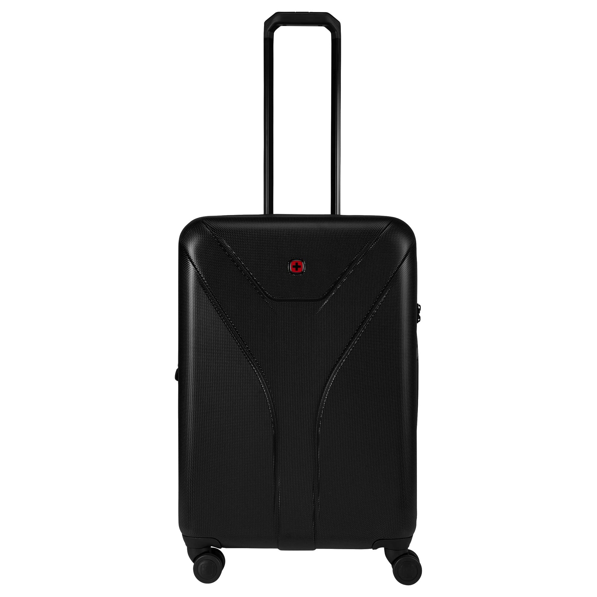 Ibex Medium Hard-Shell Suitcase with 4 Wheels, Trolley, Medium-Sized, 64 (78) l, Security Lock, Women Men, Travel Vacation, Black, 612040