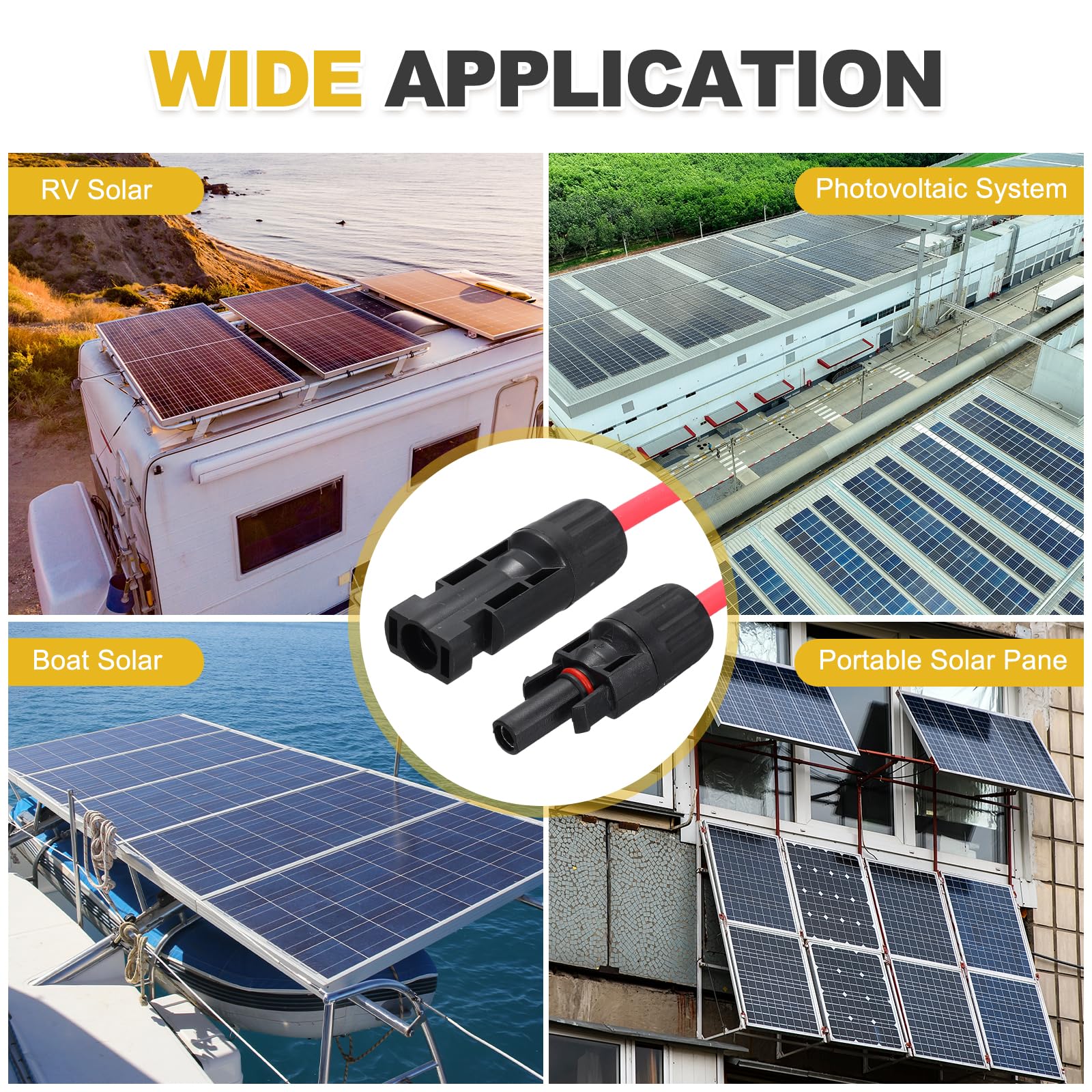 QUARKZMAN 1 Coppia Cavo Di Estensione Pannello Solare, 10AWG 1000V Maschio A Femmina Cavo Di Estensione Solare Impermeabile, Cavo Pannello, Nero&Rosso 33ft