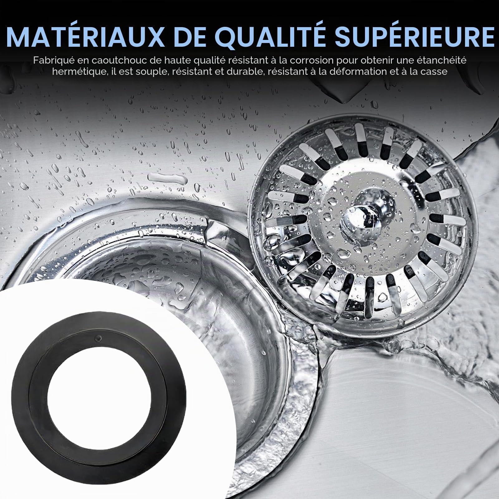 Joints Universels pour Bonde D'Évier, Joint en Élastomère pour Paniers Filtrants, Accessoires de Bouchon D'Évier, Joint de Remplacement Ø Intérieur 32 Mm, Ø Extérieur 54 Mm