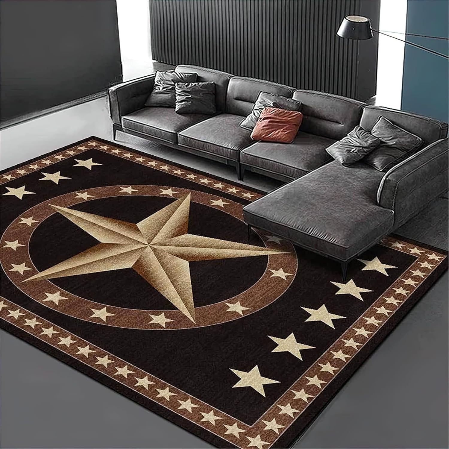 Vintage Rustic Texas Star Area Rug, Indoor NonSlip Kids