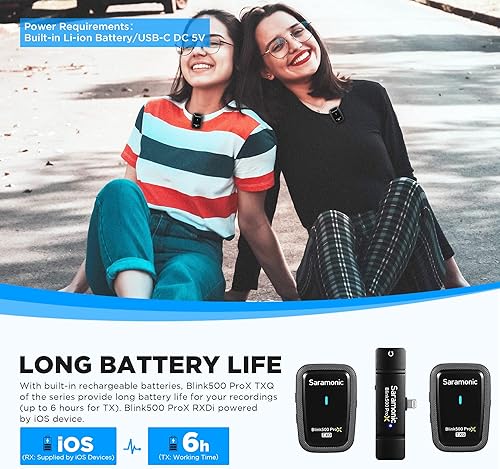 Miniatura 2 de Saramonic Blink500 Prox - Micrófono inalámbrico Lavalier para iPhone, rango de 164 pies, micrófono inalámbrico para iPhone (2 TX con receptor