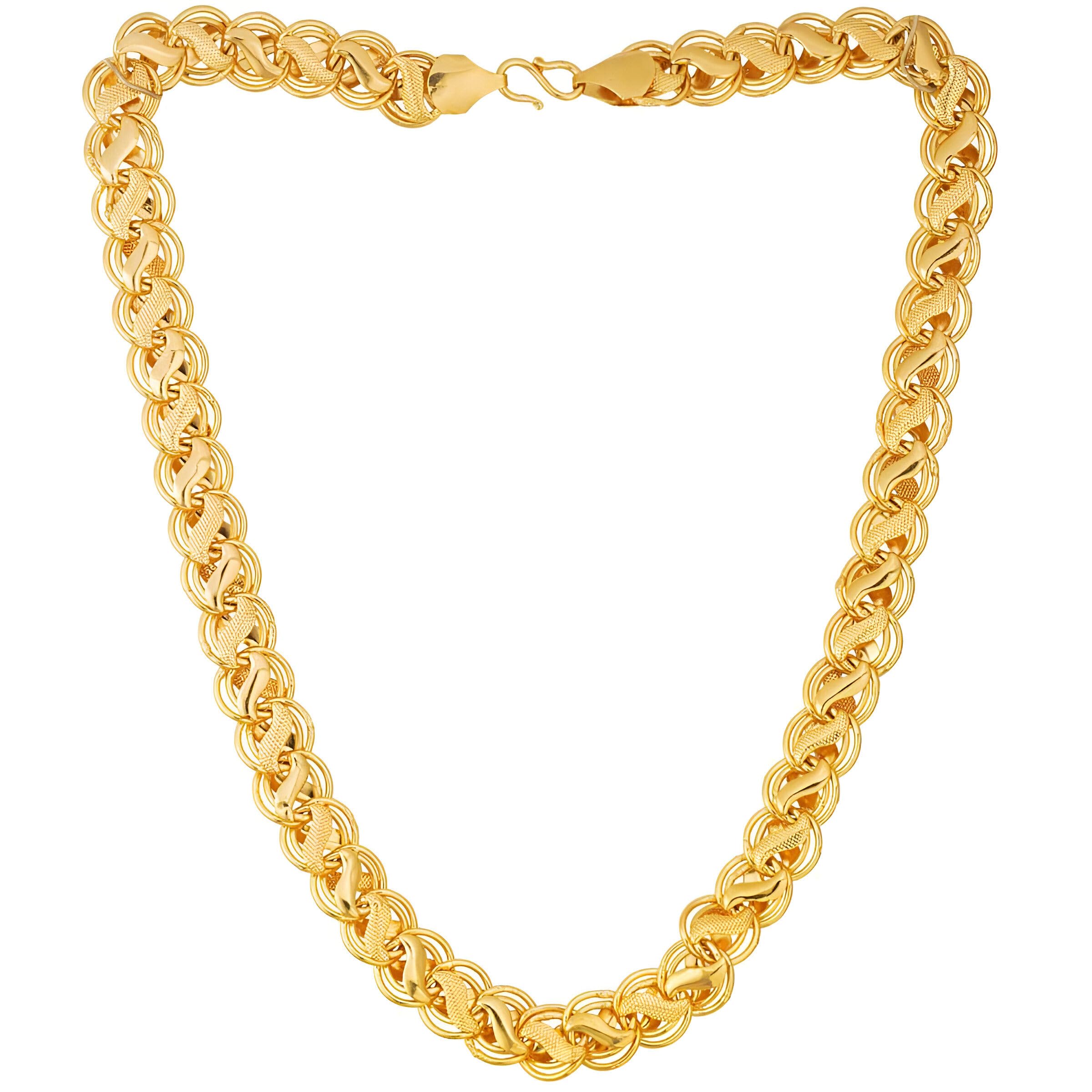 Stylish Gold Chain For Men Gold Plated Metal Necklace Chains For Boys Men Lotus Golden Chain Jewellery