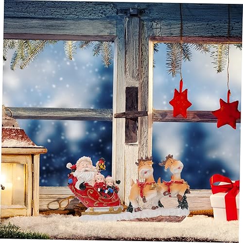 Miniatura 9 de Veemoon Adorno de carrito de alce de Navidad, figuras de Papá Noel, decoraciones de Navidad, figuras de Navidad, figuras de Navidad, figura de mesa