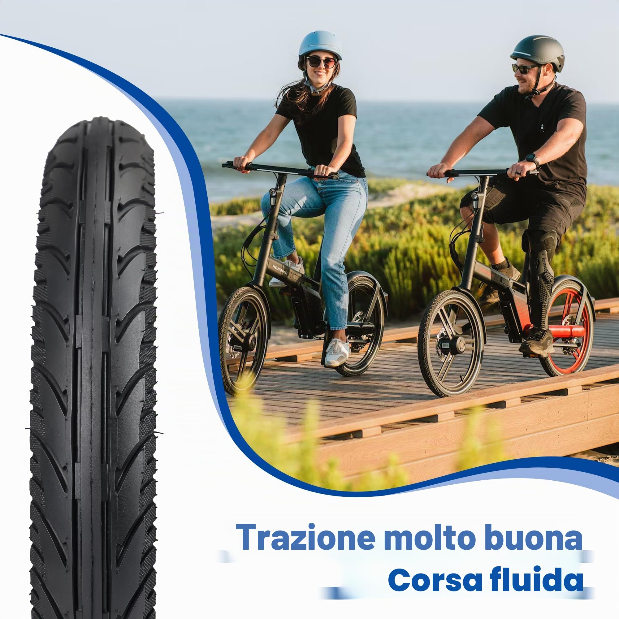 Set di 2 pneumatici e camera d'aria da 14 x 2,125 pollici (54 – 254) per biciclette elettriche al litio, BMX e scooter, 40 psi, include 2 leve per pneumatici (stile B, 35,6 x 5,4 cm)