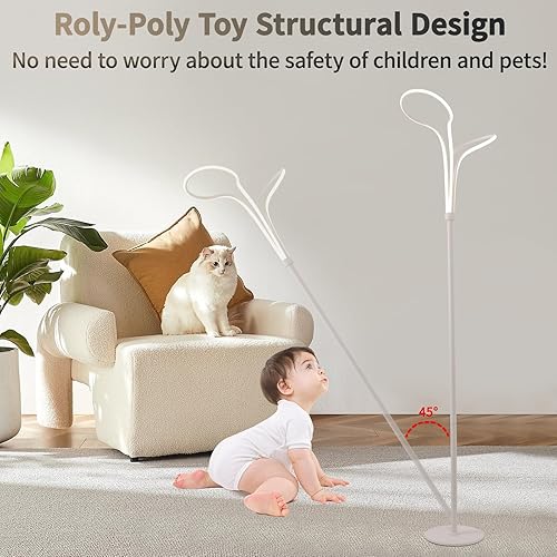 Miniatura 5 de Lámpara de pie, lámparas de pie LED modernas para sala de estar, 40W-2500LM-3Color Lámpara de pie regulable remota, lámpara de pie blanca grande de