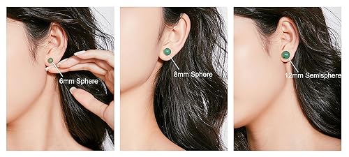 Miniatura 6 de Jade Earrings Studs for Women Jade Stud Earrings 6mm for women hypoallergenic Real Green Jade Jewelry for Women and Men Gift for Anniversary