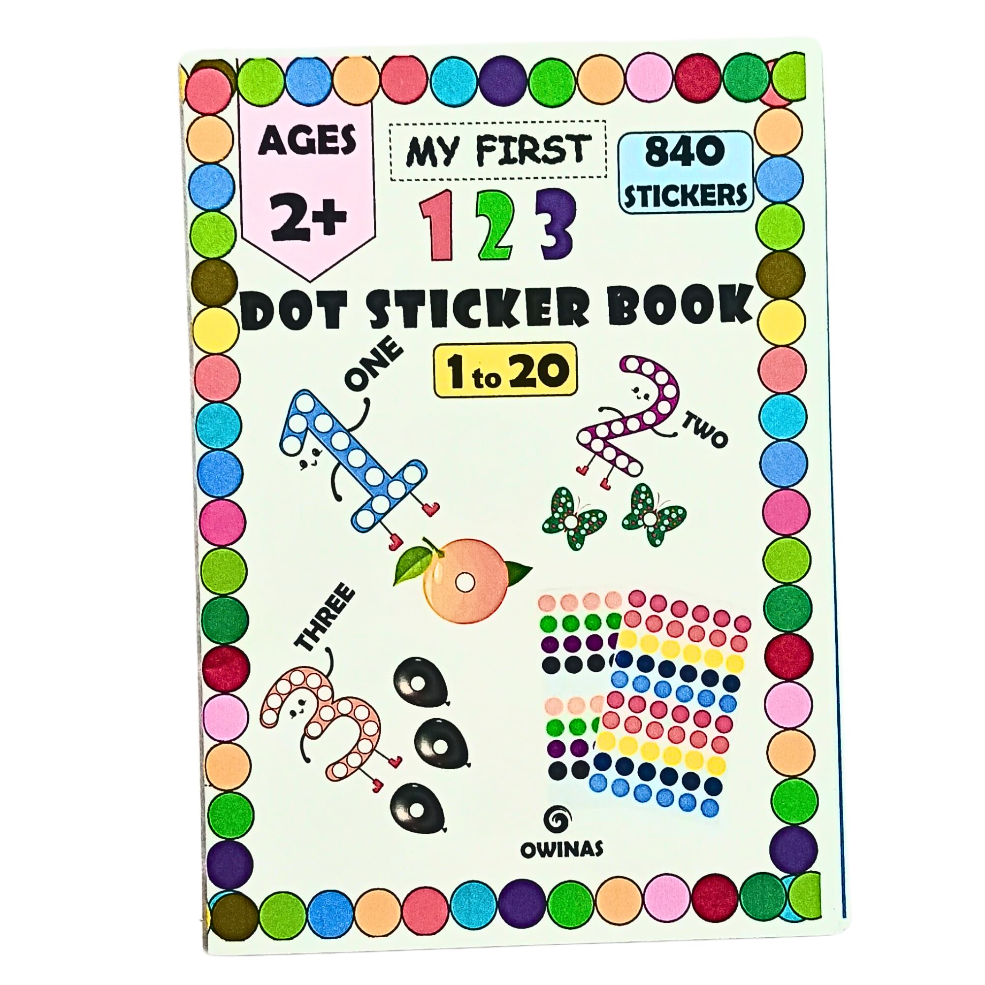 Owinas® My First 123 Sticker Book - 840 Dot Stickers, 1 to 20 Numbers, Kids Numbers Book