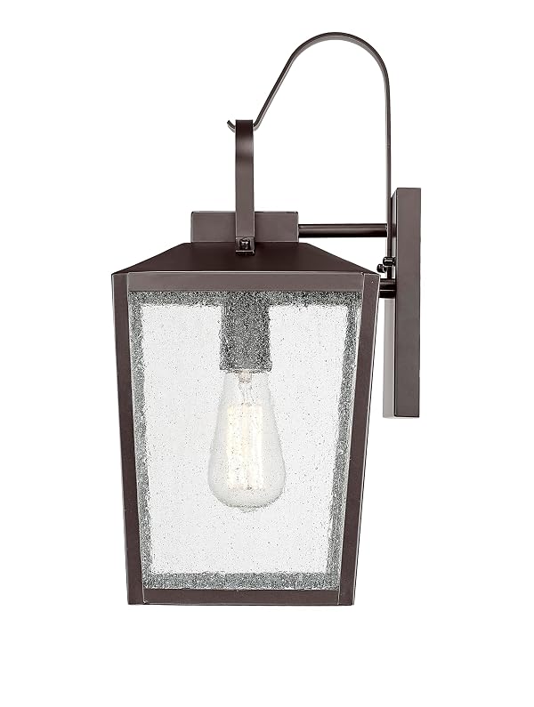 ML Lighting | Devens Collection | 42652-PBZ | 18" Modern One Bulb Outdoor Steel Medium Wall Sconce | Anti-Rust Powder Coat Bronze with Clear Seeded Glass Shade | Exterior Ambient Light for Safety by ML Lighting - Used condition - Image 4