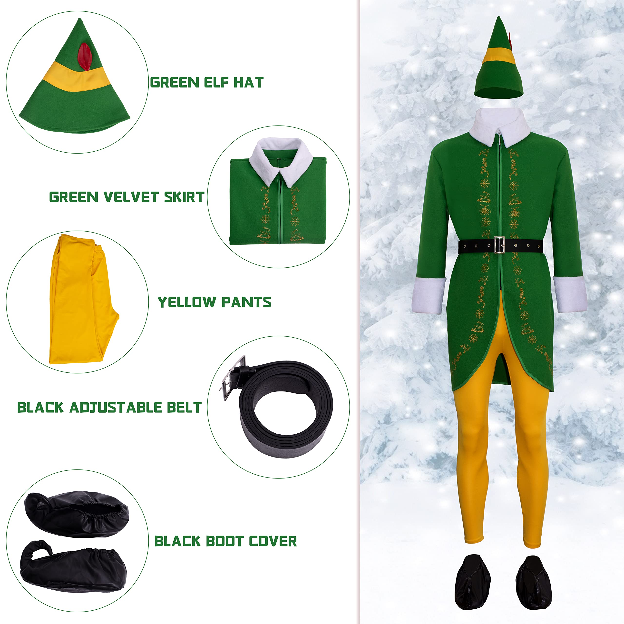 Xambop Weihnachtself KostüM,WeihnachtskostüM Elfen Kostüm für Weihnachtsfeier Cosplay