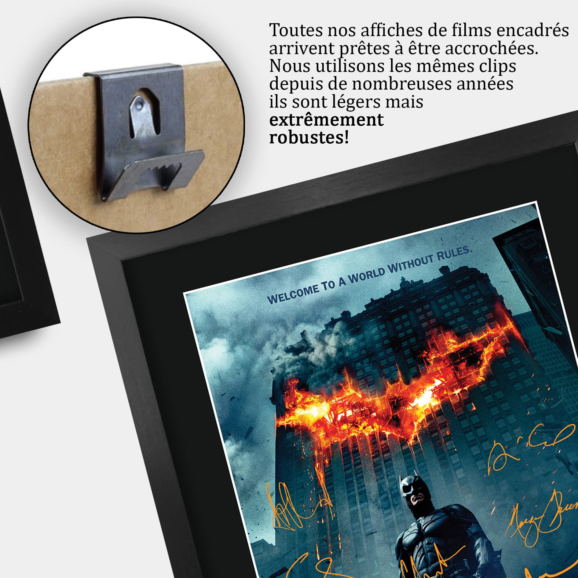 HWC Trading FR A3 The Dark Knight Christian Bale Cadeaux imprimés affiche photo autographe signée pour les fans de cinéma - A3 Encadré