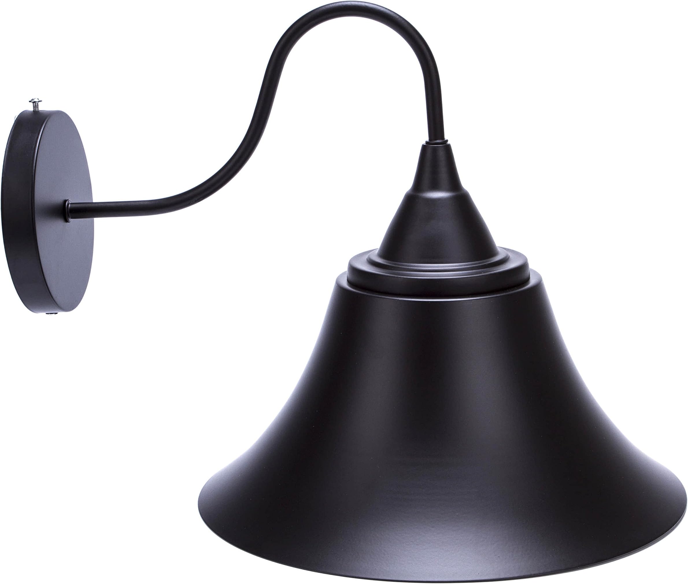 Bjour B180-08 Bell 1 Light 12.2" Indoor Outdoor Gooseneck Wall Light Fixture Metal Semi-gloss Finish, Black
