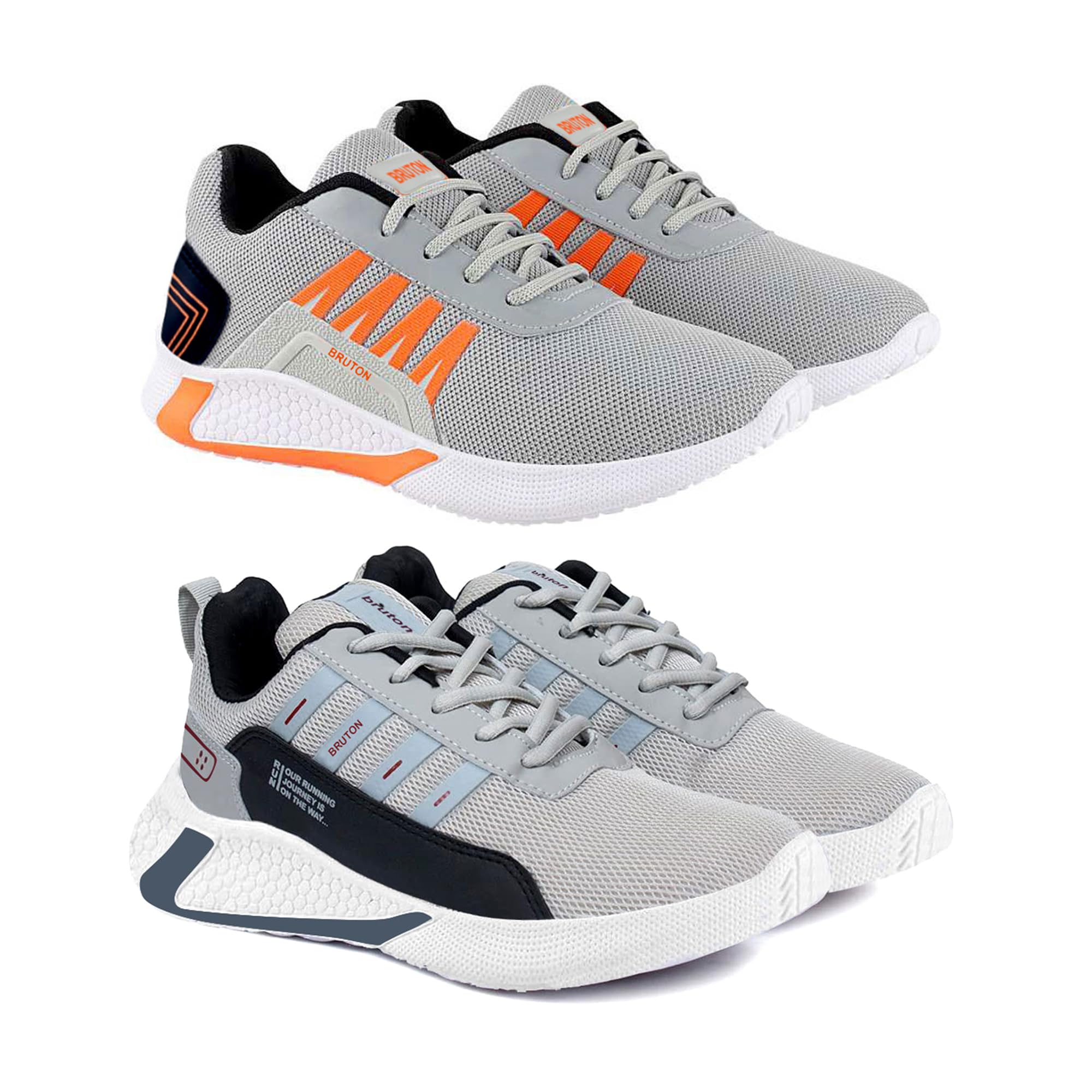 BRUTON Top Treding Mens Sports, Walking, Gym, Training, Running Shoes (Pack of 2) (Grey & Orange, Numeric_9) (B0BKL8R7Y5) Amazon Price History, Amazon Price Tracker