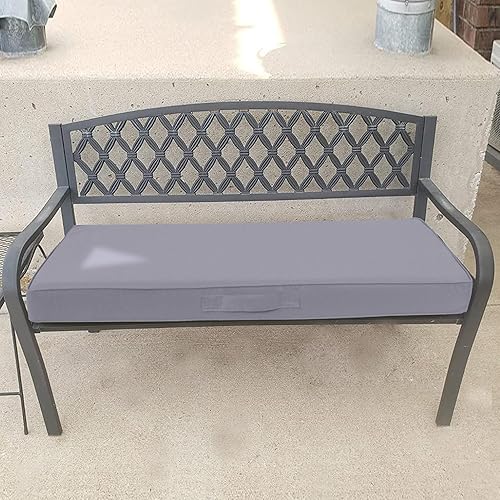 Miniatura 6 de Cojín de banco para exteriores, 48 x 18 pulgadas, impermeable, para columpios, muebles de jardín, patio, con asa y correas antideslizantes para